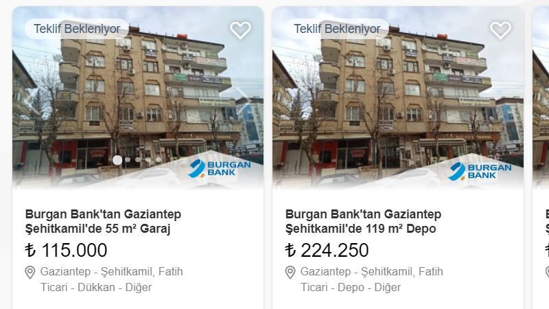 Burgan Bank'tan Her Bütçeye Uygun Satılık Gayrimenkul İlanları! Gaziantep İlinde 3 Yeni Satılık Gayrimenkul! En Pahalısı 224 Bin TL! Bu Fırsat Kaçmaz! 1