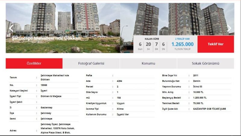 Ziraat Bankası, Gaziantep İline Yatırım Yapmak İsteyenler İçin Duyurdu! Şahinbey İlçesinde Bulunan Dükkan, Fiyat Tekliflerini Bekliyor! 3
