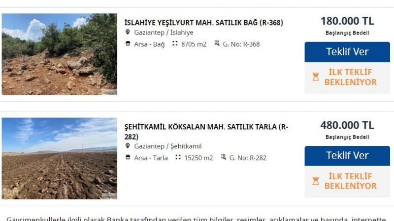 Gaziantep'te Ucuz , Bağ ve Tarla Satışı Başladı! Denizbank'tan İslahiye Ve Şehitkamil'de Taşınmazlar Yarı Fiyatına! 2