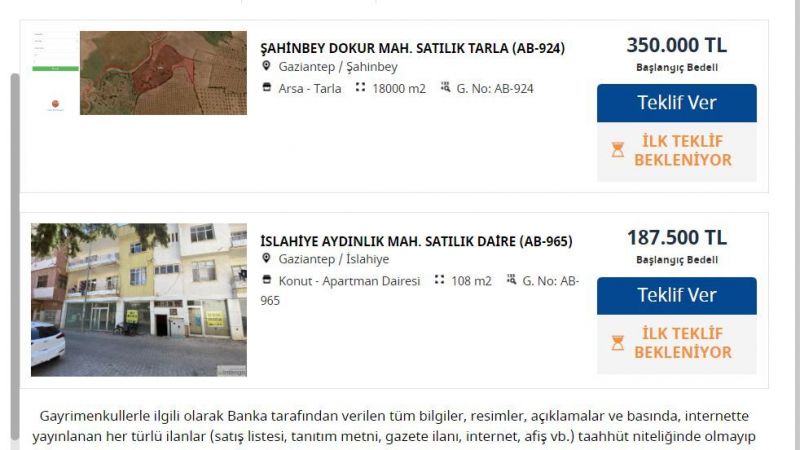 Yapı Kredi Bankası'ndan Gazianteplilere Duyuru: 187 Bin TL'ye Daire, 350 Bin TL'ye Tarla Sahibi Olabilirsiniz! 3