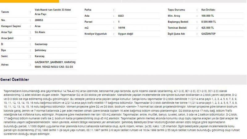 Araban ve Şahinbey'de Uygun Fiyatlı Gayrimenkul Arayanlara Duyuruldu! Kamu Bankası Hem Daire Hem De Arsa Satacak! 4