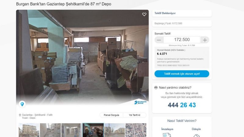 Gaziantep'te Kendisine Ait Garajı ve Deposu Olsun İsteyen İş Sahiplerine, Burgan Bank'tan 3 Yeni İlan! En Pahalısı 172 Bin TL! 4