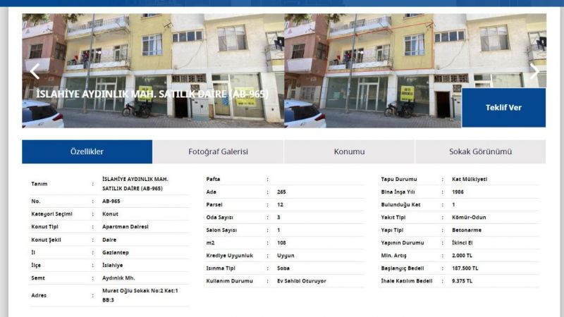 Gazianteplilere Uygun Fiyatlı Gayrimenkul Satışı Yapılacak! Yapı Kredi Bankası, Şartları Yayınladı! 4