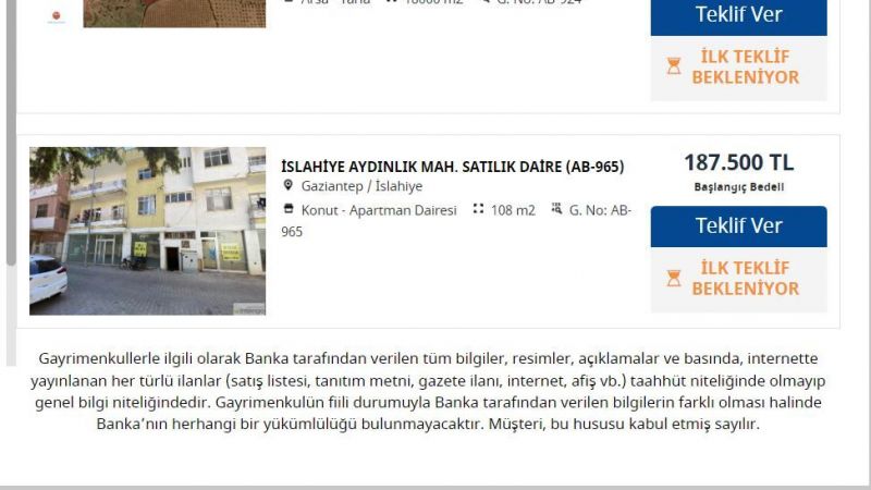 Gazianteplilere Uygun Fiyatlı Gayrimenkul Satışı Yapılacak! Yapı Kredi Bankası, Şartları Yayınladı! 3