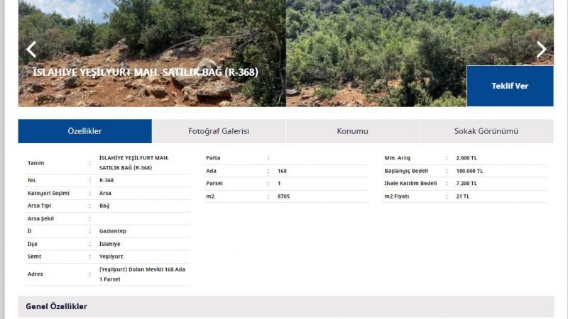 Denizbank, Gaziantep'te Yatırımlık Tarla Arayanlara Duyurdu: 15250 Metrekare Tarla, 480 Bin TL'den Satışta! 4