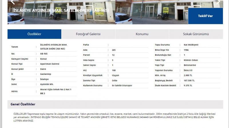 Yapı Kredi Bankası ve Vakıfbank, Gazianteplilere Müjdelerini Verdi: Biri Dubleks İki Daire Ve Tarla, Uygun Fiyatlardan Satışa Sunuldu! 2