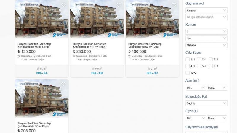 Gazianteplilerin Dikkatine: Satılık Gayrimenkul İlanları Güncellendi! Burgan Bank, 4 Yeni İlan Yayınladı! 2