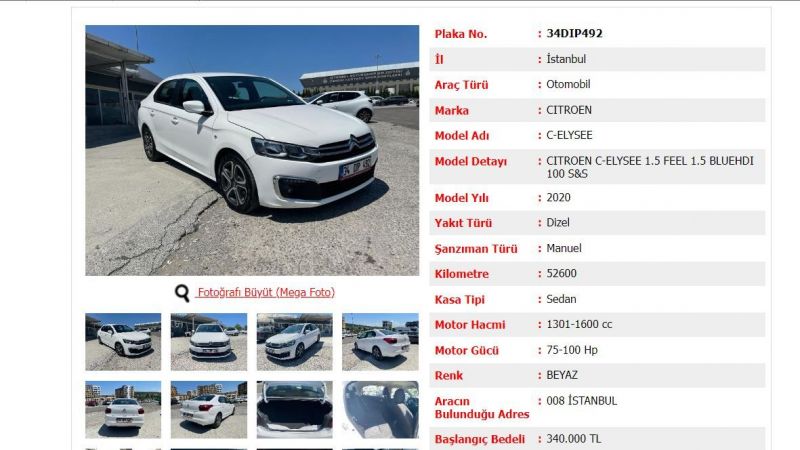 Ziraat Bankası Satılık Araçlarını Duyurdu! 2020 Model Citroen C-Elysee 340 Bin TL'ye Düştü! 4