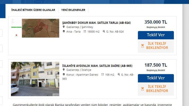 Gaziantep Emlak Piyasası Bu Fiyatlar İle Şaşkına Dönecek! O Banka 108 Metrekarelik Daireyi 187 Bin TL'den Satışa Sundu! Gaziantep İcralık Konutlar 4