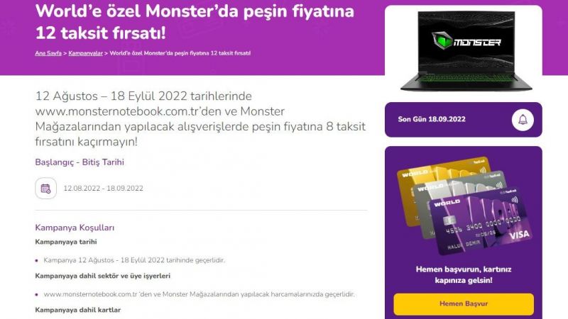 Worldcard kullanıcıları dikkat: O mağazadan yapacak olduğunuz harcamalar, peşin fiyatına 8 taksite bölünecek! 3