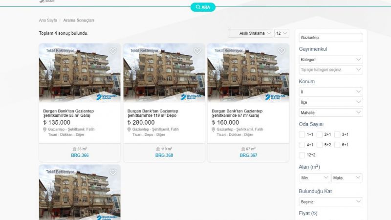 Burgan Bank'tan Yeni Duyuru! Satılık Gayrimenkul Fiyatları Dibi Gördü! Gaziantep Şehitkamil'de 87 Metrekarelik Depo 205 Bin TL'den Alıcılarını Bekliyor! 3