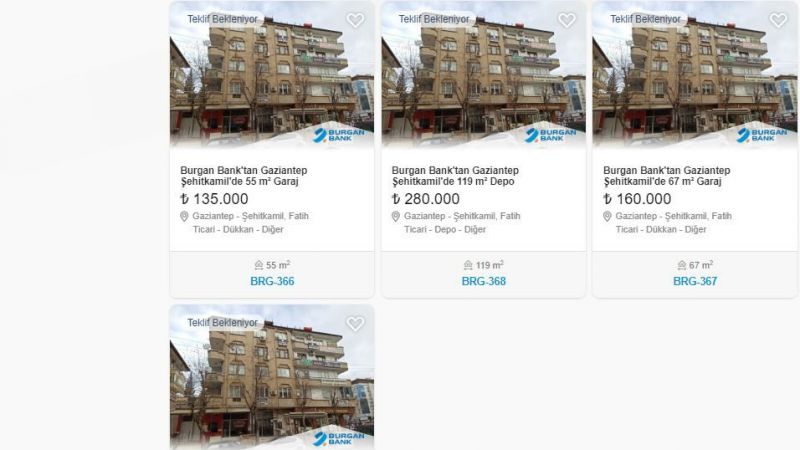 Burgan Bank'tan Gazianteplilere Duyuru: Dükkan Gibi Kullanabileceğiniz İkinci El Garajlar, Uygun Fiyattan Satışta! 135 Bin TL Ödeyen Şehitkamil'de... 2