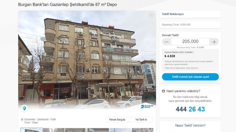 Gaziantep Şehitkamil Satılık Depo İlanları Güncellendi! O Banka 87 Metrekarelik Depoyu, 205 Bin TL'den Satışa Sundu! 3