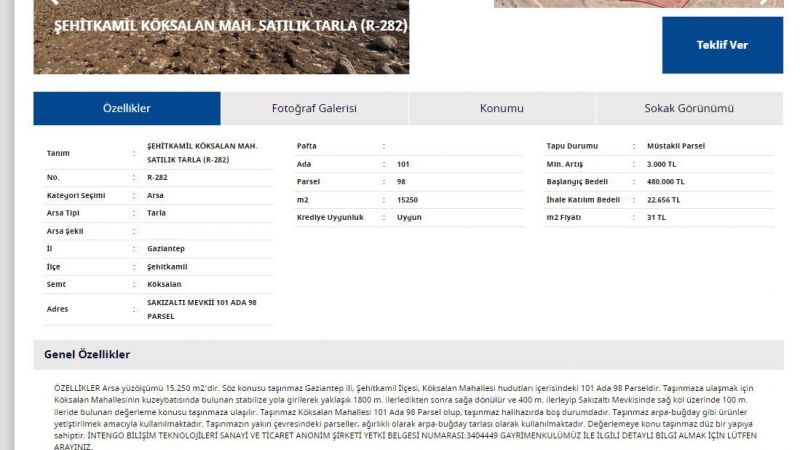 Gaziantep'in İki İlçesinde Satılık Tarla İlanı! 8 Bin 496 TL Ödeyen İslahiye'de Taşınmaz Sahibi Olabilecek! 4