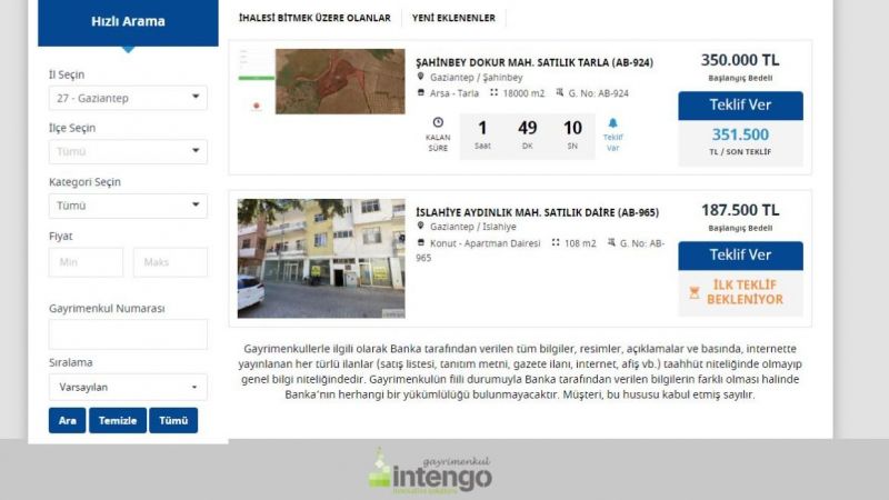 Yapı Kredi Bankası'ndan Gaziantep'te Uygun Fiyatlı İcralık Gayrimenkul Satışı! 108 Metrekarelik Daire 187 Bin TL'den Satışta! 2