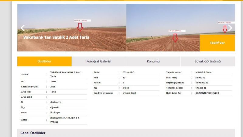 Gazianteplilere ve Gaziantep'e Yatırım Yapmak İsteyenlere Duyuruldu: İki Tarla 3 Milyon 500 Bin TL'den Satışa Çıkarıldı! 2