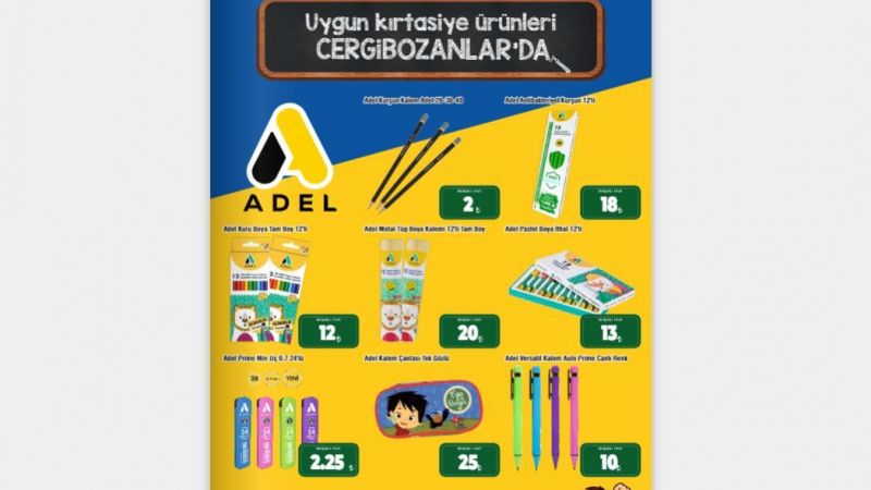 Gaziantep'te Kırtasiyede Dev İndirim!  Gaziantep'te Okullar Açıldı! 1- 30 Eylül Cergibozanlar Market İndirimli Ürün Kataloğu Yayınlandı: Kırtasiye Ürünleri Ve Okul Çantaları Yarı Fiyattan Satışa Sunuldu! 1