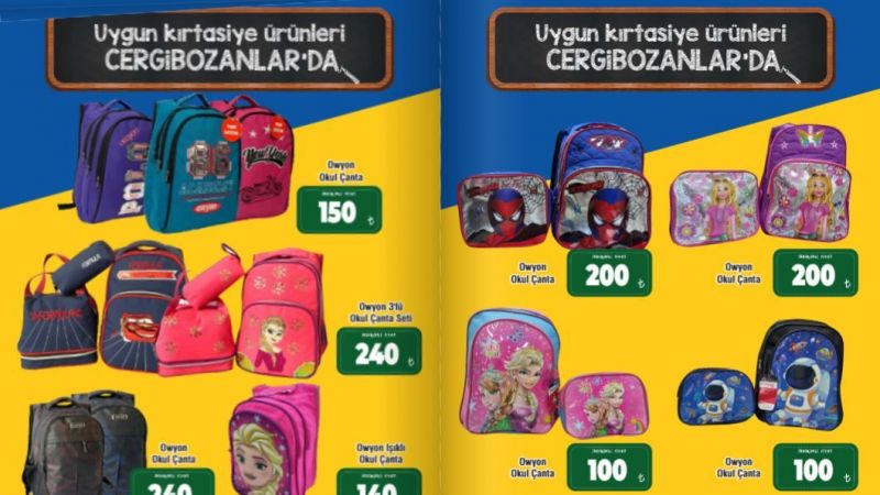 Veliler Dikkat: Gaziantep Cergibozanlar Market, Ay Sonuna Kadar Okul Gereçlerini Yarı Fiyatından Satışa Sunacak! Çantalar 100 TL, Kalemler 3 TL! 4