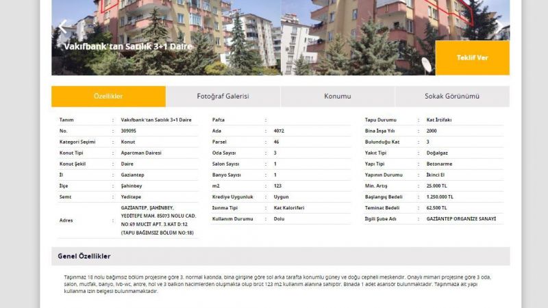 Vakıfbank’ın Gaziantep’teki Satışa Çıkarılan Gayrimenkulleri, Tam Bir Fırsat Alanı! Tek Fiyata İki Adet Tapu Satın Alınabilecek… 2