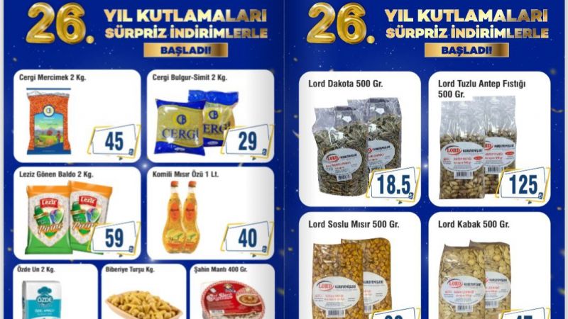 Gaziantep Cergibozanlar Market'te 26'ıncı Kuruluş Yıl Dönümü Kutlamaları Başladı! Zeytin 20 TL, Tavuk 30 TL, Peynir 70 TL! Son Tarih 24 Ekim! 3