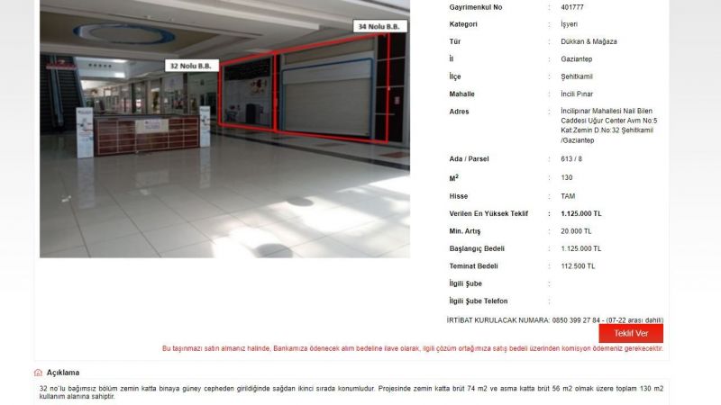 Akbank, Satışa Çıkardı; Duyan Hemen İhaleye Girdi! Gaziantep’te İşyeri Satışları Başladı! Üstelik Sadece 112 Bin 500 TL İstendi! 3