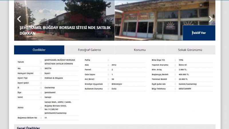 Türkiye İş Bankası, Satış Startını Verdi! Gaziantep’teki İşyeri Sadece 400 Bin TL’den Satılacak! Üstelik Teminat Da Çok Düşük Tutuldu! 3