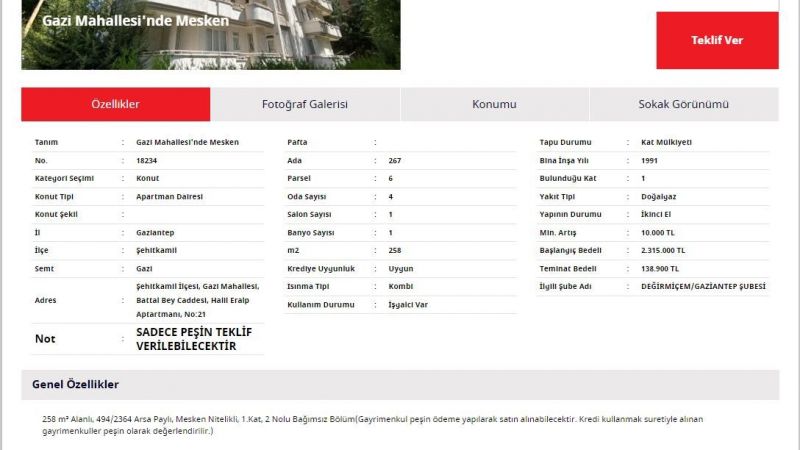 Duyduk Duymadık Demeyin! Ziraat Bankası, 138 Bin 900 TL Teminat İle Gaziantep’ten Ev Satışlarına Başladı! Üstelik Evler 4+1 Büyüklüğünde! 4
