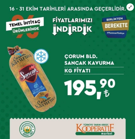 Gaziantep Tarım Kredi Marketlerine Koşacak!Tarım Kredi Market 25-31 EKİM GÜNCEL KATALOG! Pilavlık Bulgur 14.20 TL'den, Kangal sucuk 27.90 TL'den başlayan fiyatlarla... Gıda ve temizlik ürünlerinde dev indirim! 6