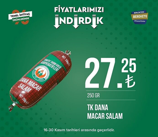Tarım Kredi Markette DEV indirim yağmuru. 16-30 Kasım indirim kampanyasında SEPETLER DOLUP TAŞACAK. 8