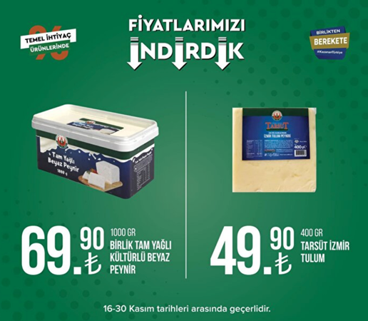 Tarım Kredi Markette DEV indirim yağmuru. 16-30 Kasım indirim kampanyasında SEPETLER DOLUP TAŞACAK. 12