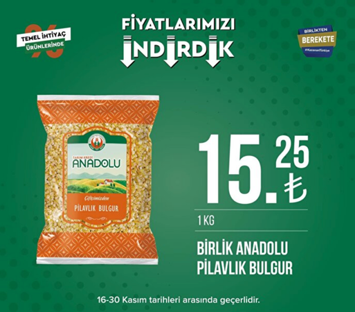 Tarım Kredi Markette DEV indirim yağmuru. 16-30 Kasım indirim kampanyasında SEPETLER DOLUP TAŞACAK. 13