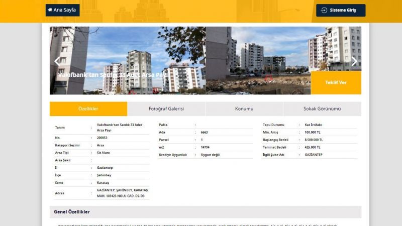 Biri Satıldı Bir Kaldı! Vakıfbank, Gaziantep’ten Satışa Çıkardığı İcralık Gayrimenkulleri Elden Çıkarmaya Başladı! Üstelik 425 Bin TL Peşinat İle Satılacak! 4