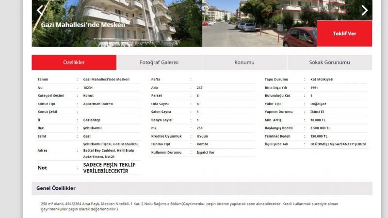 Gaziantep'te 258 Metrekarelik Daire 2 Milyon 500 Bin TL'den Satışa Sunuldu! Ziraat Bankası İcralık Gayrimenkul Satışını Duyurdu! 4