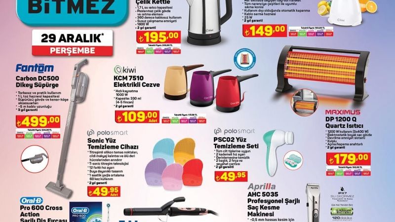 A101 Marketleri 2022 Yılını İndirimler İle Kapatıyor! Elektrikli Cezveler 109 TL’ye, Bulaşık Makinesi Deterjanı 249,90 TL’ye, Kağıt Havlular 79 TL’ye İndi! 2