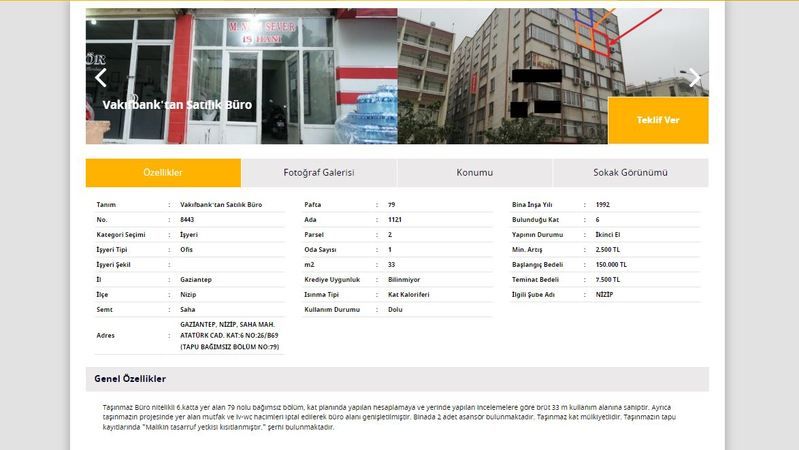 Vakıfbank Yeni Yılın Güncel İhalelerini Duyurdu! Gaziantep'in Şahinbey Ve Nizip İlçelerinde Büro Ve Apartman Dairesi Satışa Çıktı! 150 Bin TL'lik Bu Fırsat Kaçmaz! 3