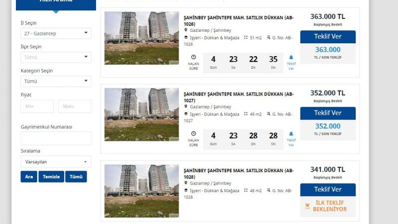 Gaziantep'te Dükkan Sahibi Olmak İsteyenler Dikkat! O Banka En Pahalısı 363 Bin TL Olan 3 Dükkanı Satışa Çıkardı! 2