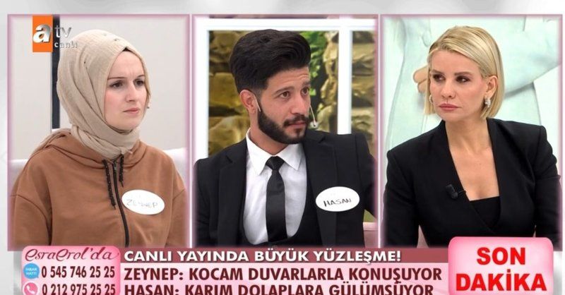 Esra Erol’da programında bu da iddia edildi! Hasan, eşinin odaklandığı duvarı çekti; Zeynep’in bir adama baktığı görüldü! Neler oluyor? 3