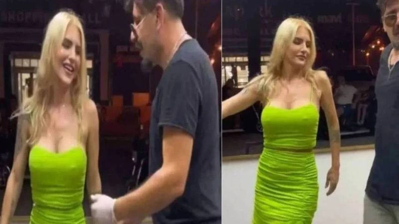 Sosyal medya kullanıcıları şaştı kaldı; Gözler bir anda eşine döndü! Çılgın Dondurmacı, mini etekli sarışın müşterisini kaptığı gibi… 3