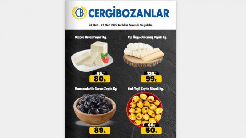 Cergibozanlar Market Mart Ayı İndirim Füzesini Fırlattı! Zeytin 50 TL, Peynir 80 TL, Havlu Kağıdı 19 TL! 3