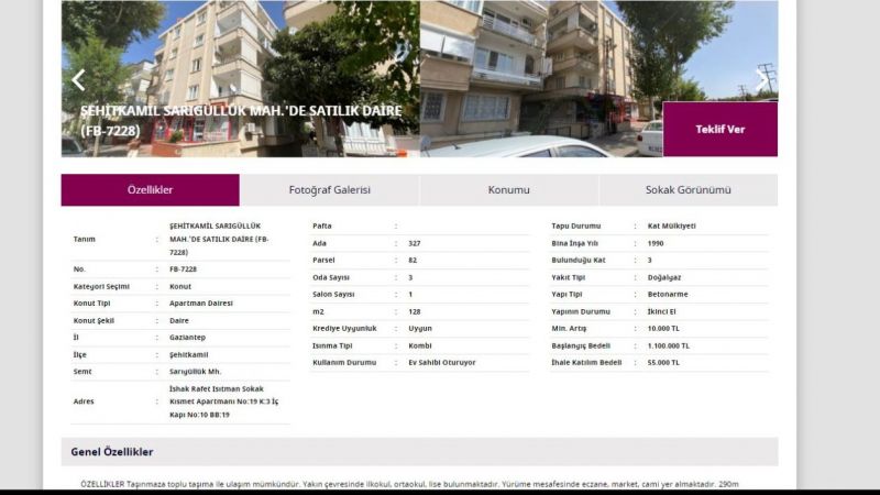 Gaziantep'te Yeni Bir Hayat Kurmak İsteyenlere Yok Pahasına Satılık Konut Duyurusu! 128 Metrekarelik Daire İçin 55 Bin TL Ödemeniz Yeterli! 2