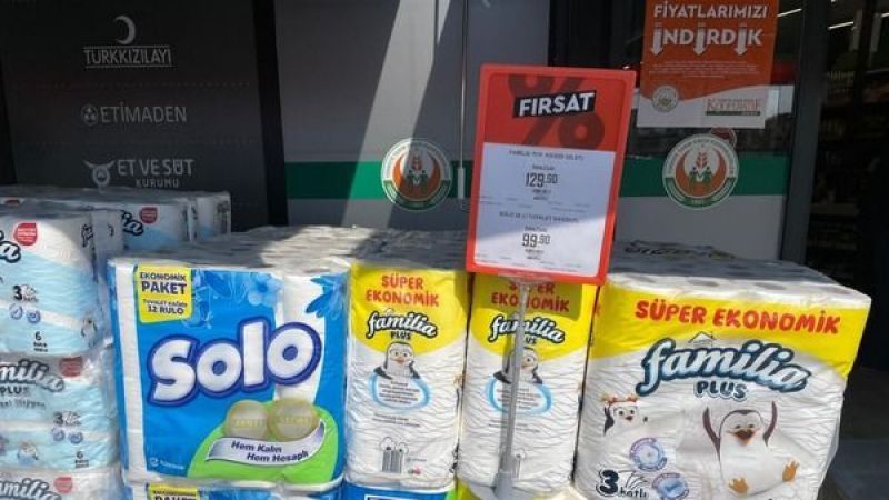 Tarım Kredi markette bir ilk! 3 gün içinde raflar yarıya indi! Nisan ayına özel: 32'li tuvalet kağıdı 139,90 TL, 62'li bebek bezi 209,90 TL 3