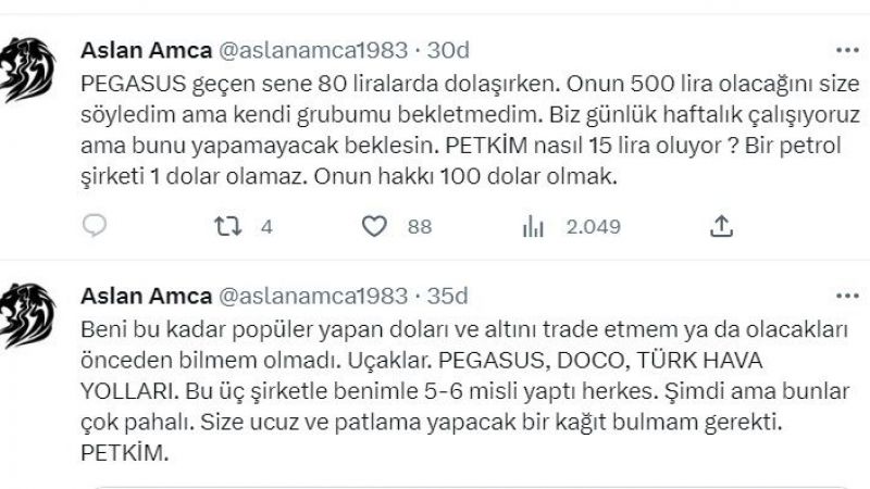 Doları, altını, Pegasus yükselişini bilen Twitter’ın Aslan Amca’sından Petkim önerisi! PETKM hedef fiyatı solukları kesti! 4