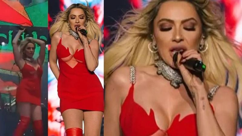 Hadise göğüs dekolteli mini elbisesiyle sahnede! Kıvrak dansı ve sahne şovu yürek hoplattı 1