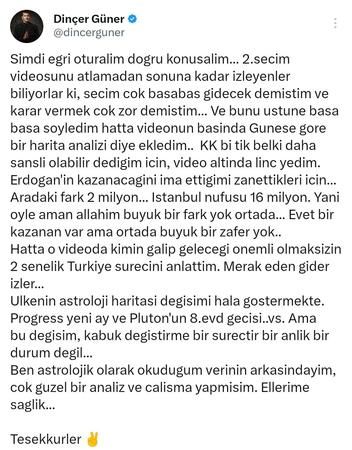 Ünlü astrolog Dinçer Güner'den olay yaratan seçim paylaşımı: “Ülke karpuz gibi...” 3
