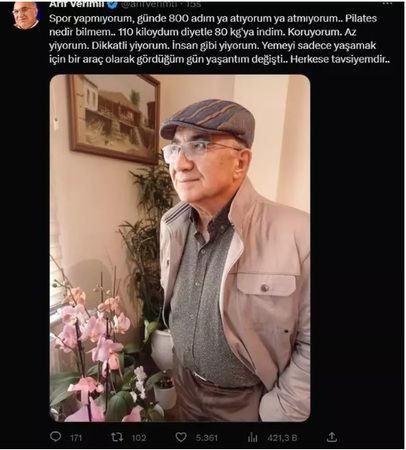 Prof. Dr. Arif Verimli’ den zayıflamak isteyenlere tüyo: Spor yapmıyorum günde 800 adım… 2