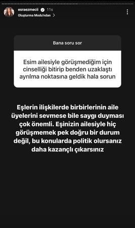 Eşinin ailesi ile görüşmediği için cinsel hayatı bitti! Esra Ezmeci'den tavsiye gecikmedi: “Politik olun, kazançlı çıkın!” 2