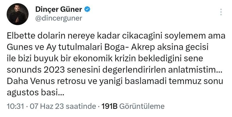 Ünlü astrolog Dinçer Güner'den tüyleri diken diken eden açıklama! “Ekonomik kriz kapıda, bugün finansal kriz günü!” 3
