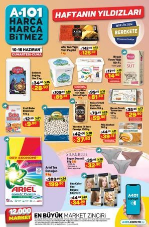 10- 16 Haziran A101 haftanın yıldızları kataloğu yayınlandı: 2 kg un 28 TL, peynir 89 TL, kuru fasulye 37 TL! 2