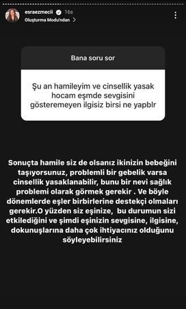 Hamilelikte yasak olan cinsel ilişki, o kadını tedirgin etti: “Ne yapabilirim?” Esra Ezmeci devreye girdi: “İlgiye, dokunuşlara daha çok...” 2