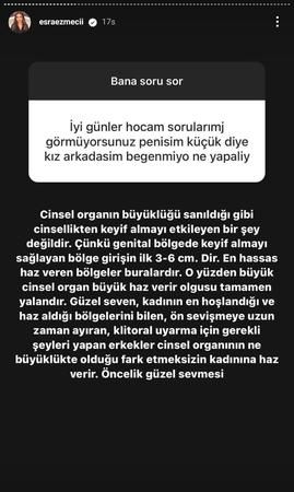 Cinsel organı küçük olan adama Esra Ezmeci'den açık yanıt: “3- 6 cm...” 2